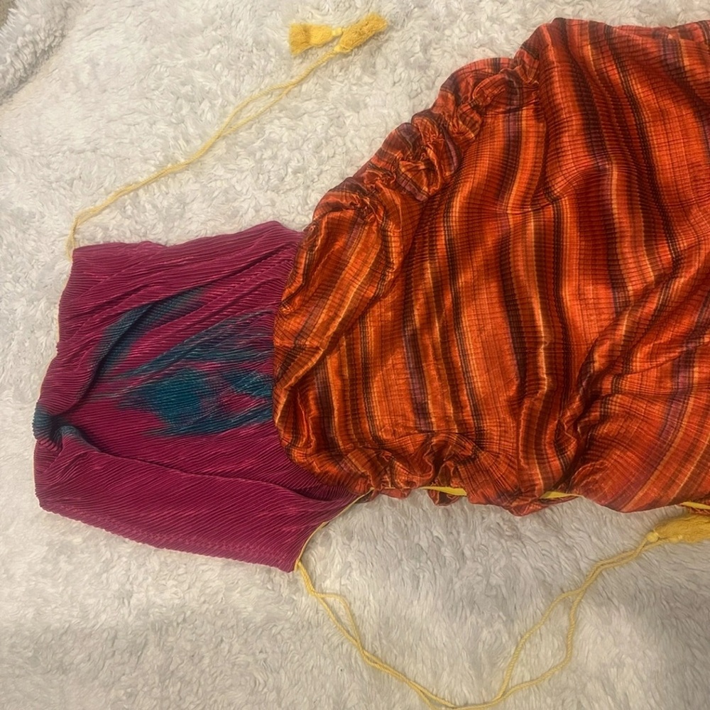 Vibrant Orange and Pink High Low Dress